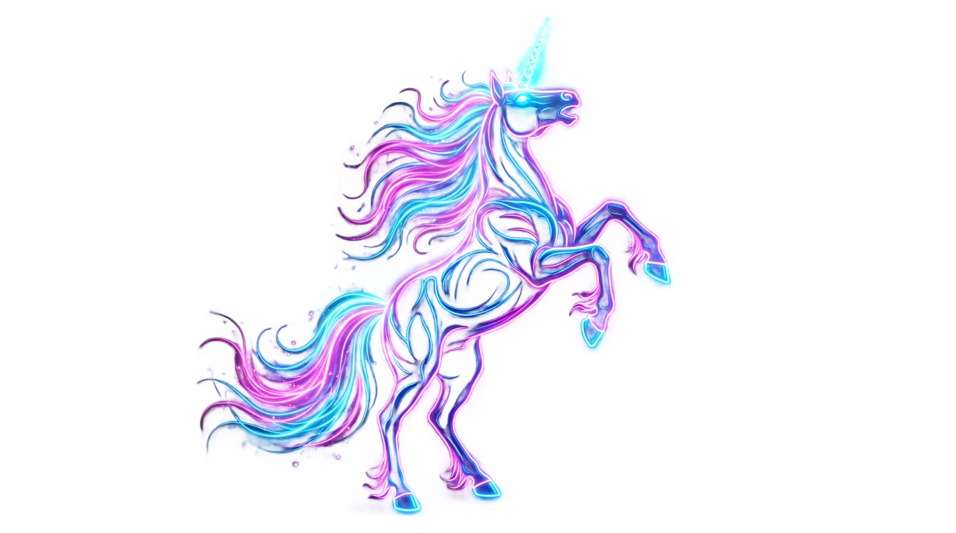 neon unicorn png PNG transparent background