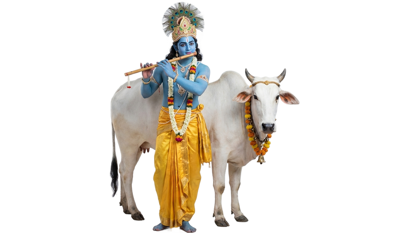 lord krishna with cow png PNG transparent background