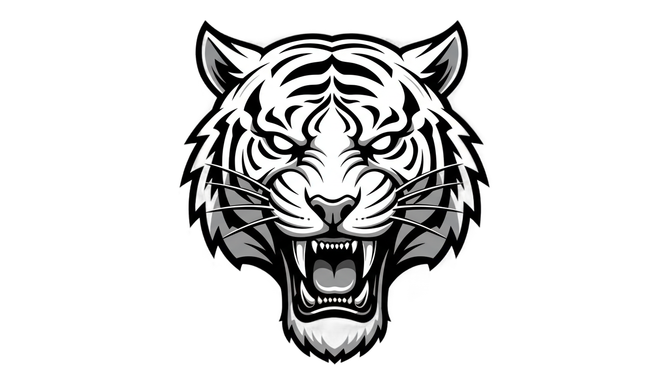 tiger logo black and white png PNG transparent background