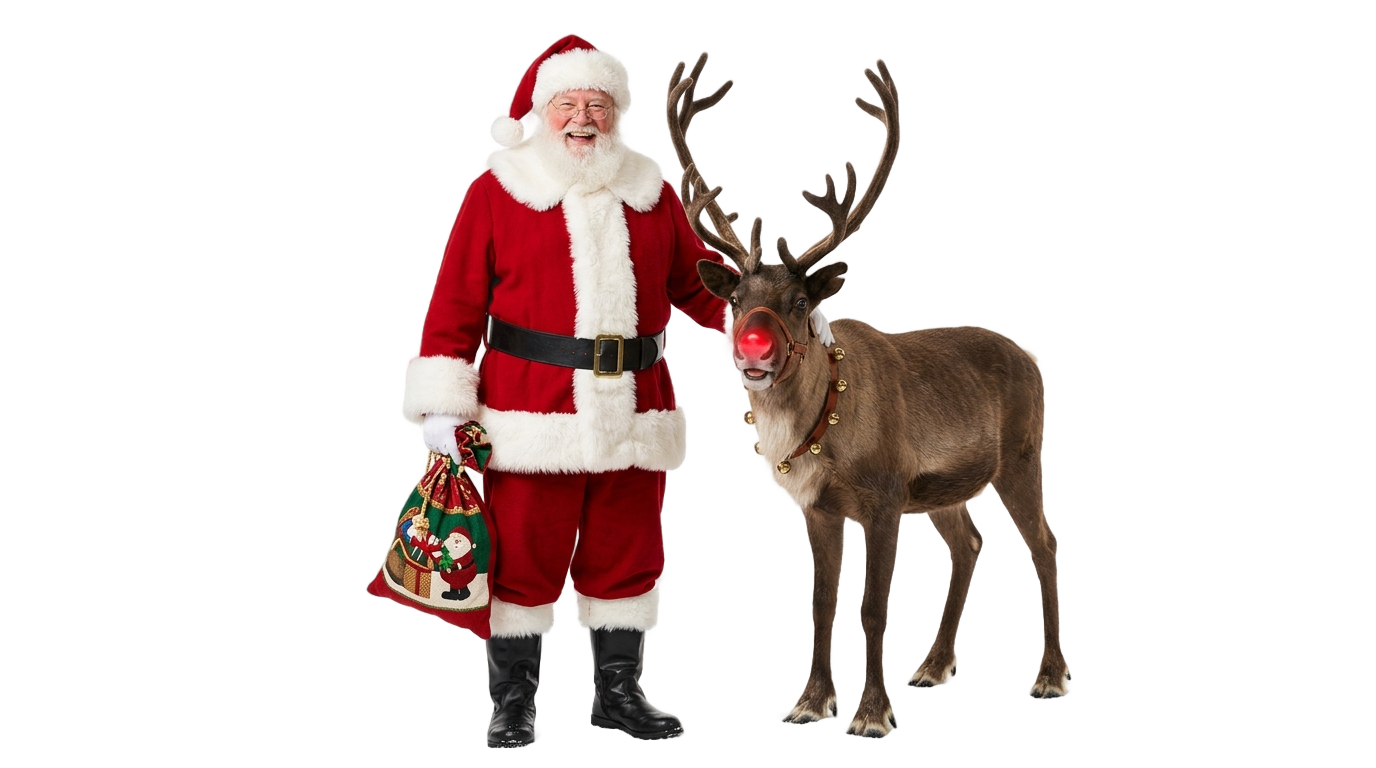 santa claus with deer png PNG transparent background