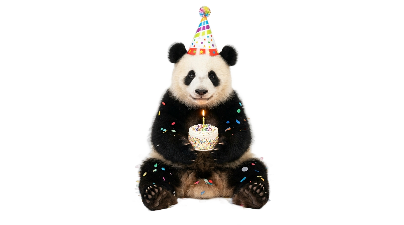 panda birthday png PNG transparent background