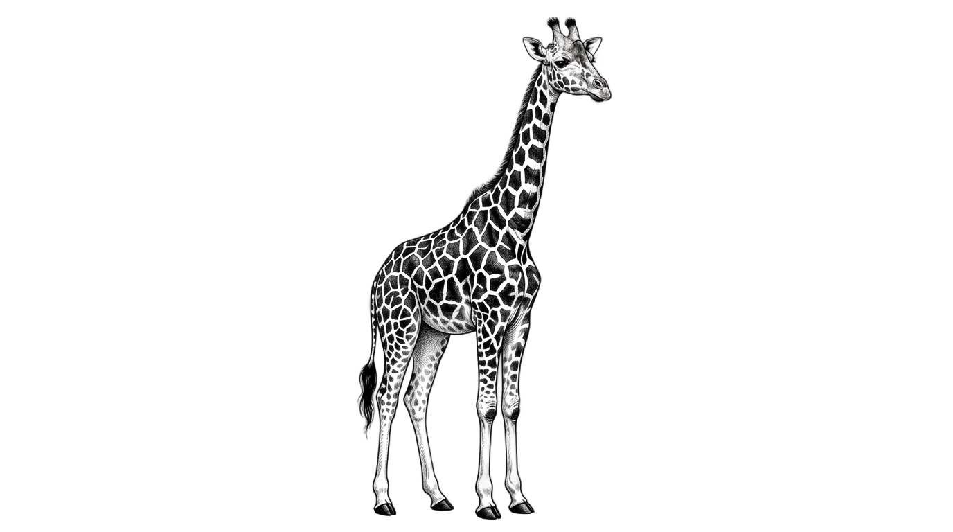 giraffe png black and white PNG transparent background