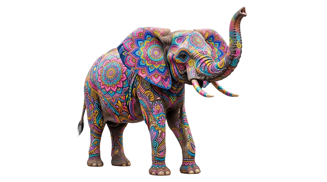 colorful elephant png PNG transparent background