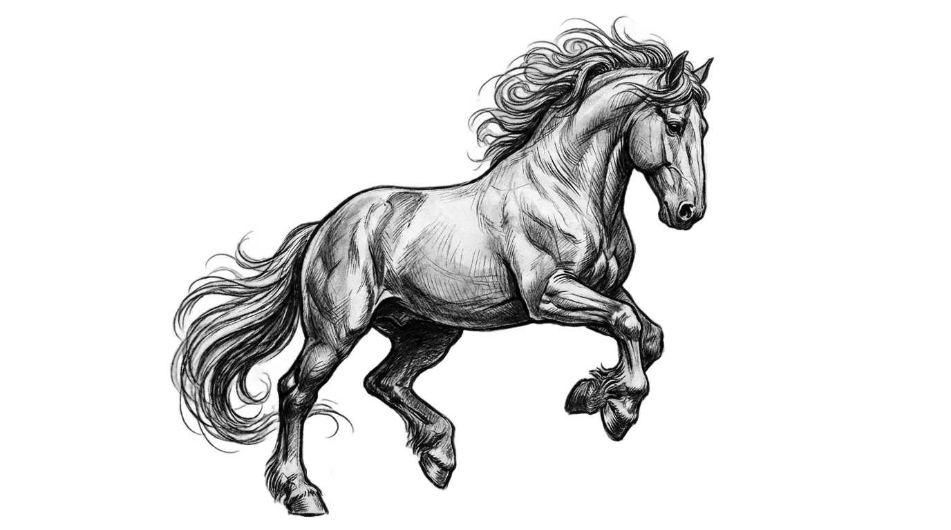 horse png black and white PNG transparent background