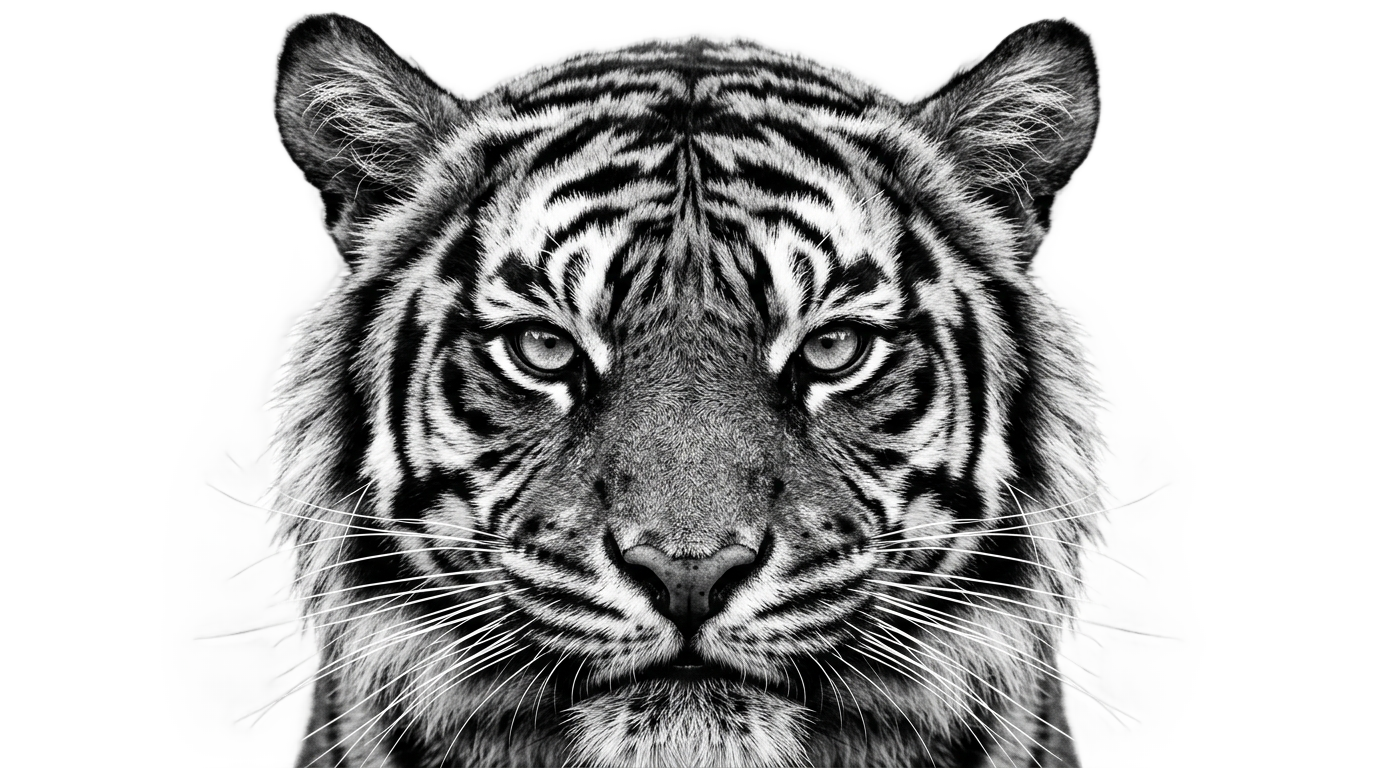 tiger face png black and white PNG transparent background