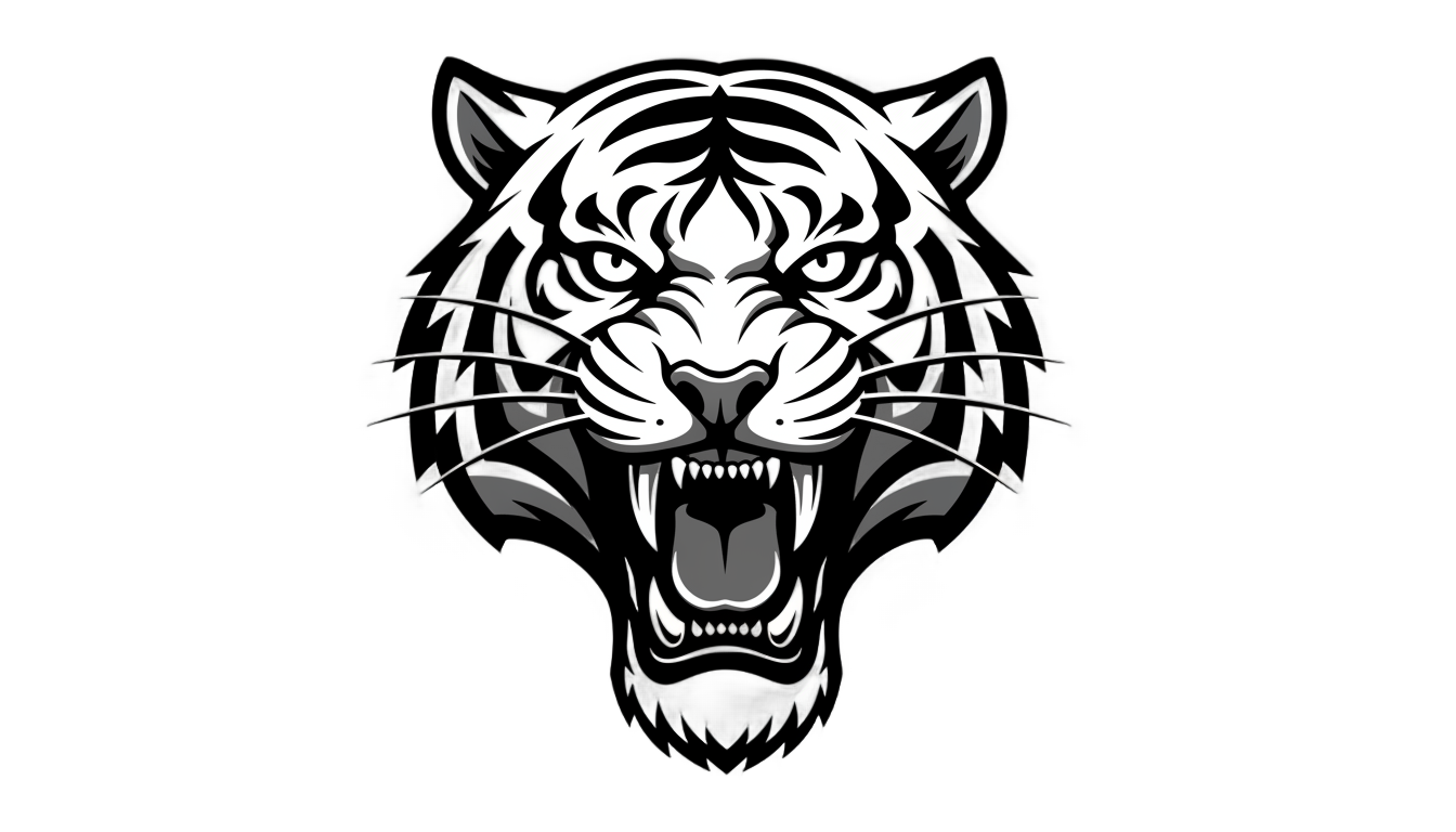 tiger logo black and white png PNG transparent background