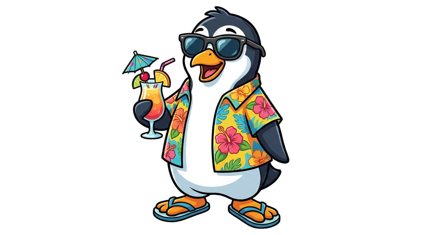 penguin vacation slot png PNG transparent background