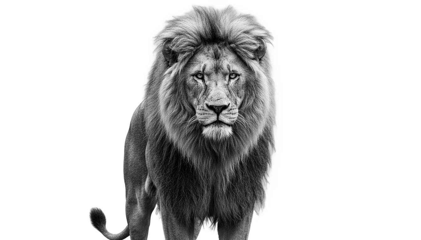 lion png black and white PNG transparent background