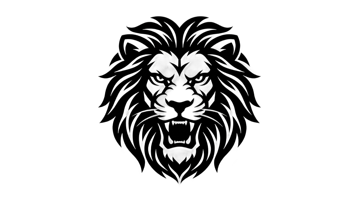 lion logo png black and white PNG transparent background