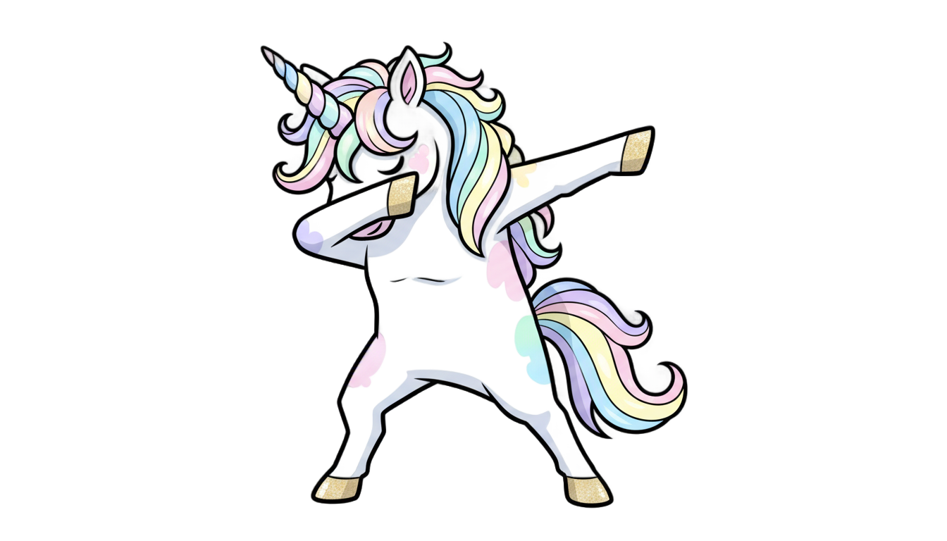 dabbing unicorn png PNG transparent background