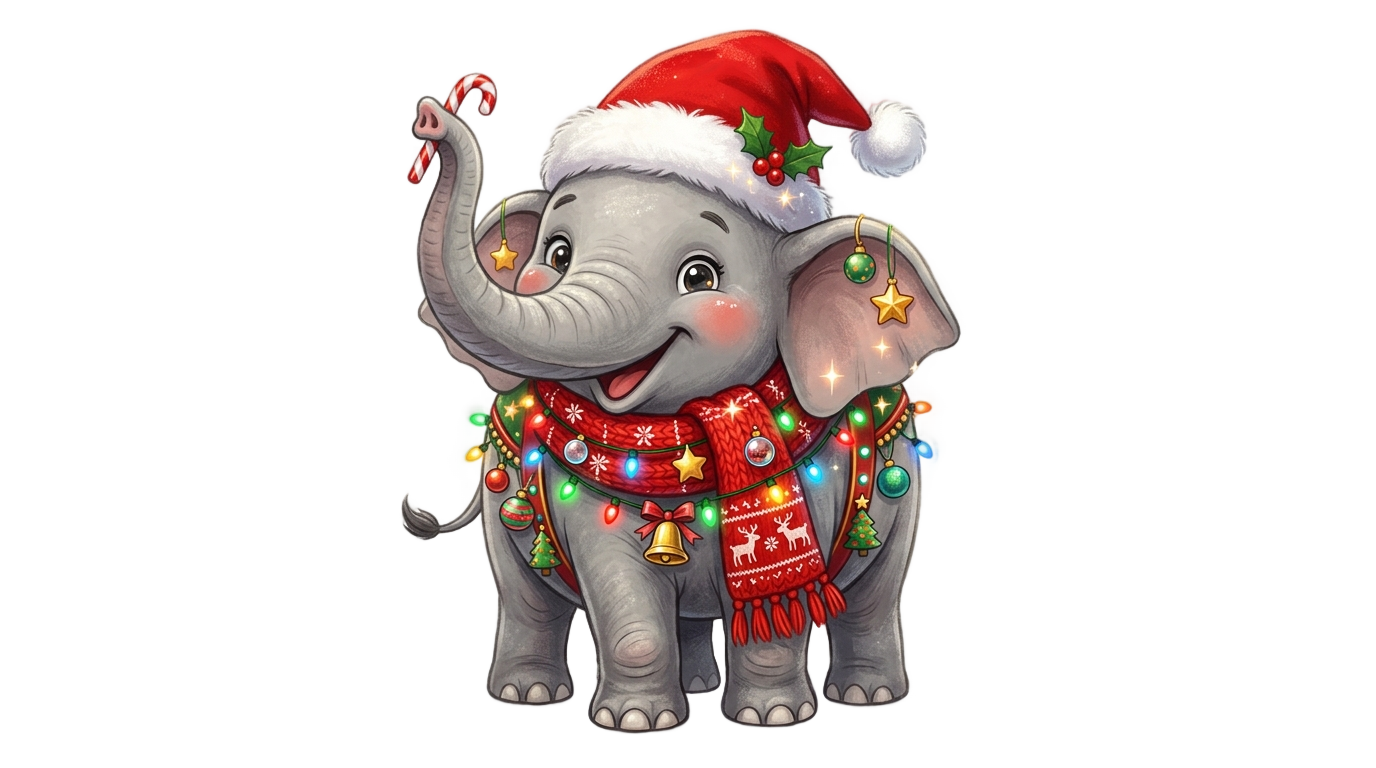 christmas elephant png PNG transparent background