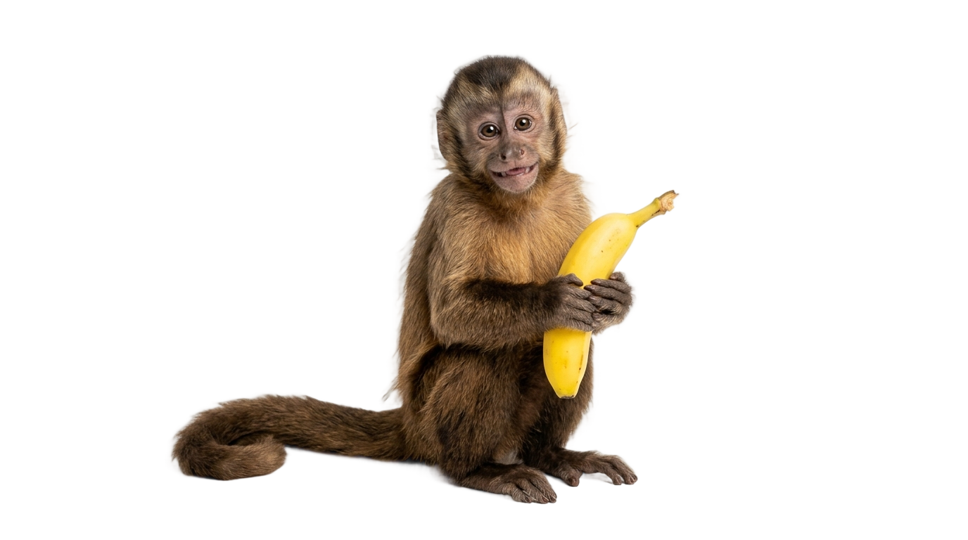 monkey with banana png PNG transparent background