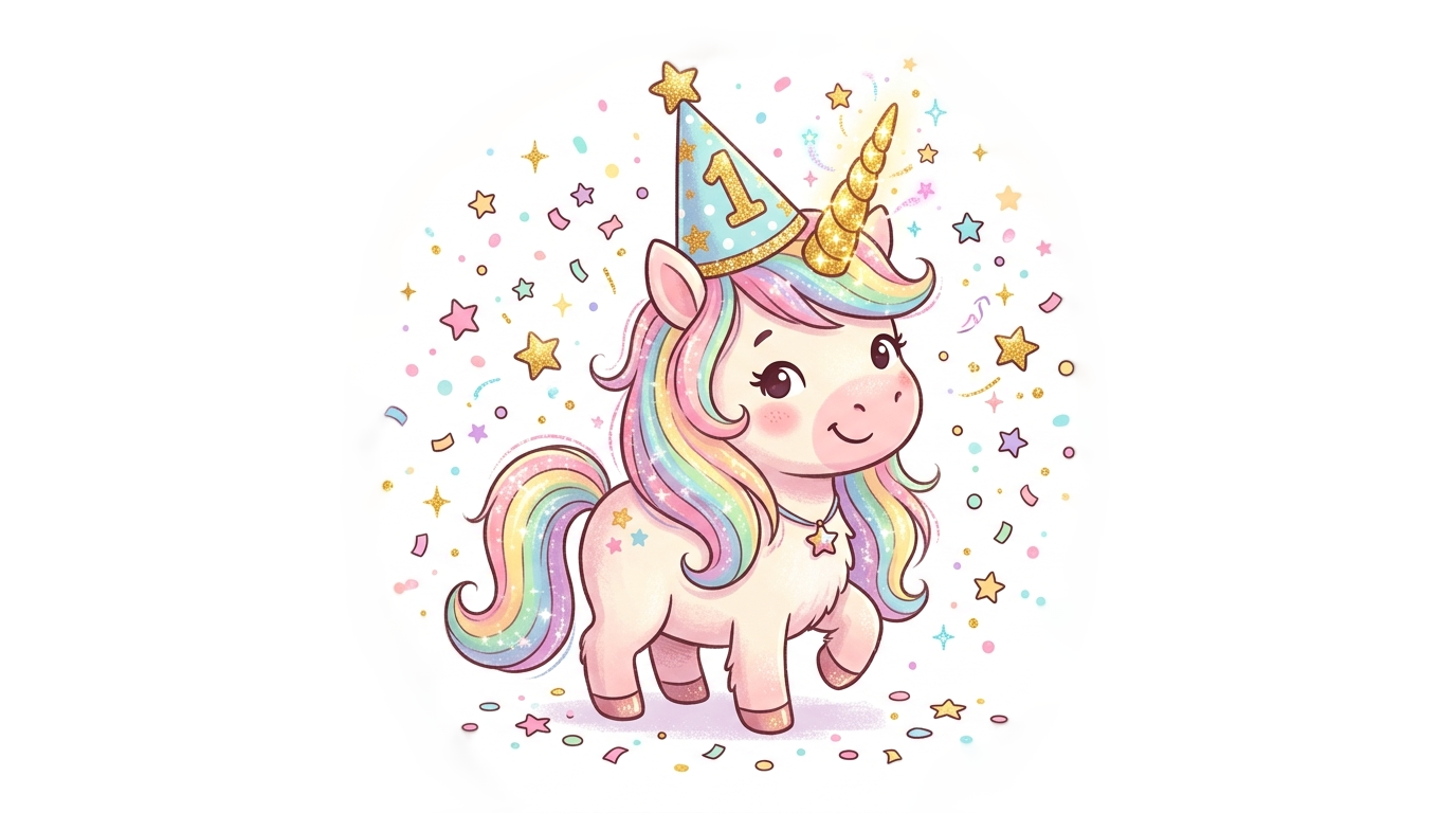 unicorn 1st birthday png PNG transparent background
