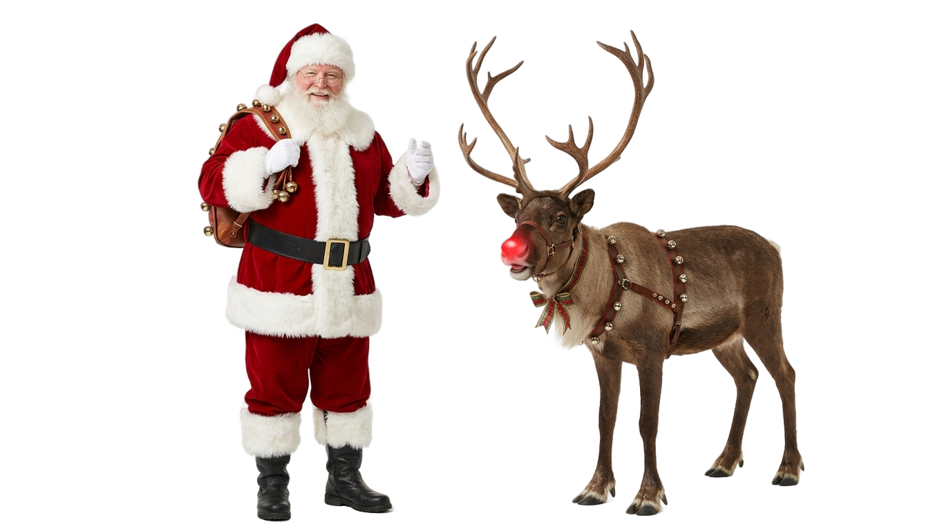santa claus with deer png PNG transparent background