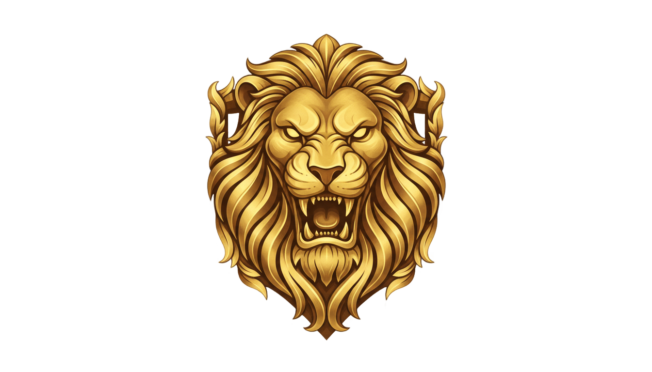 golden lion logo png PNG transparent background