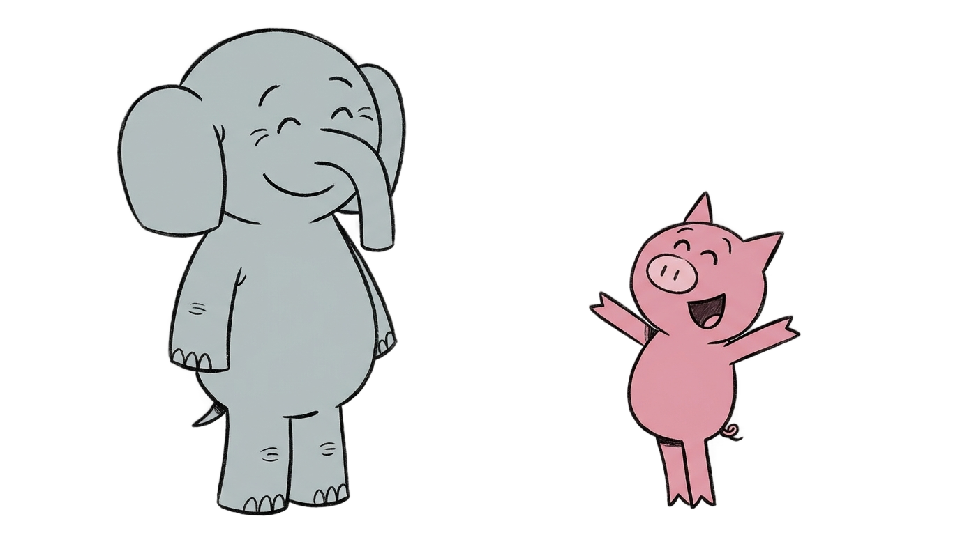 elephant and piggie png PNG transparent background