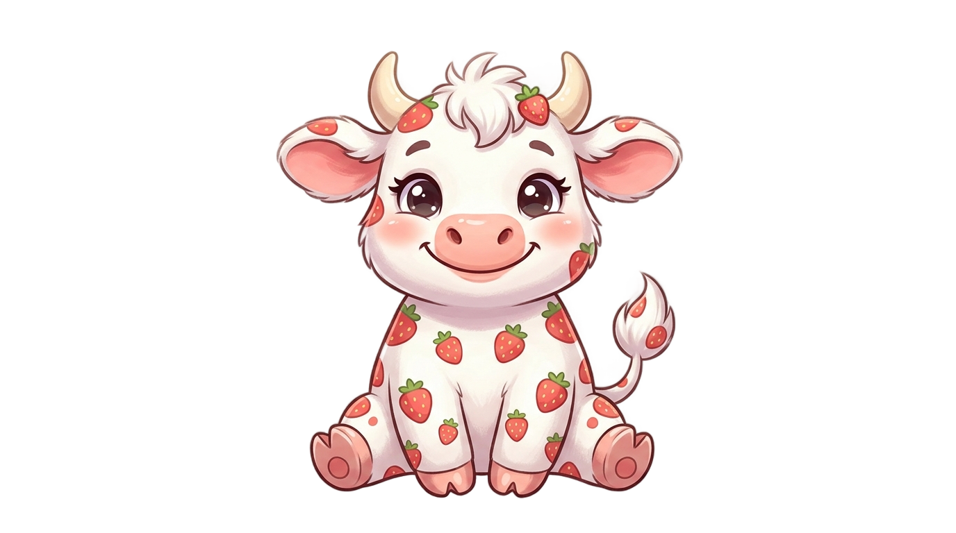 cute strawberry cow png PNG transparent background