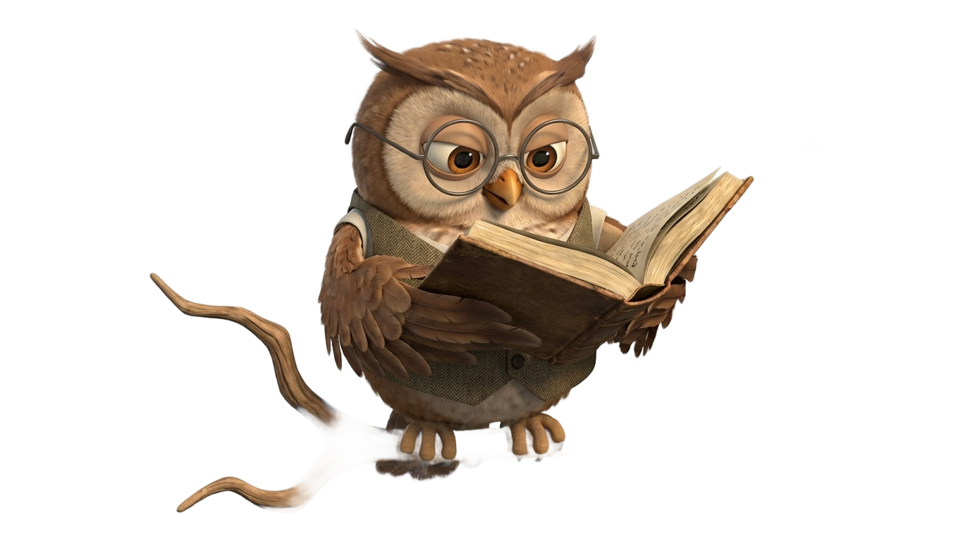 owl reading a book clipart png PNG transparent background