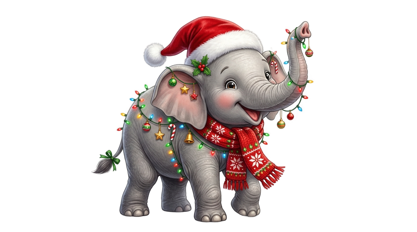 christmas elephant png PNG transparent background