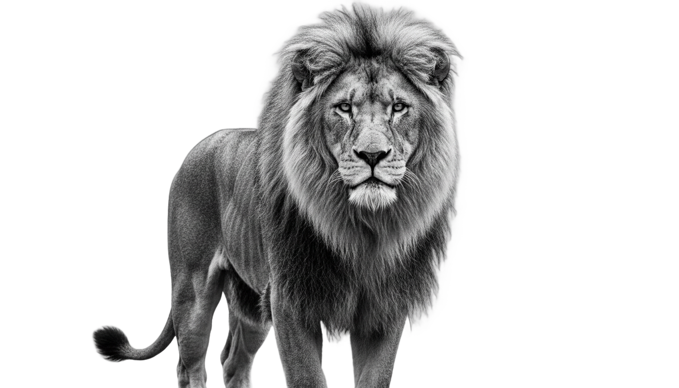 lion png black and white PNG transparent background