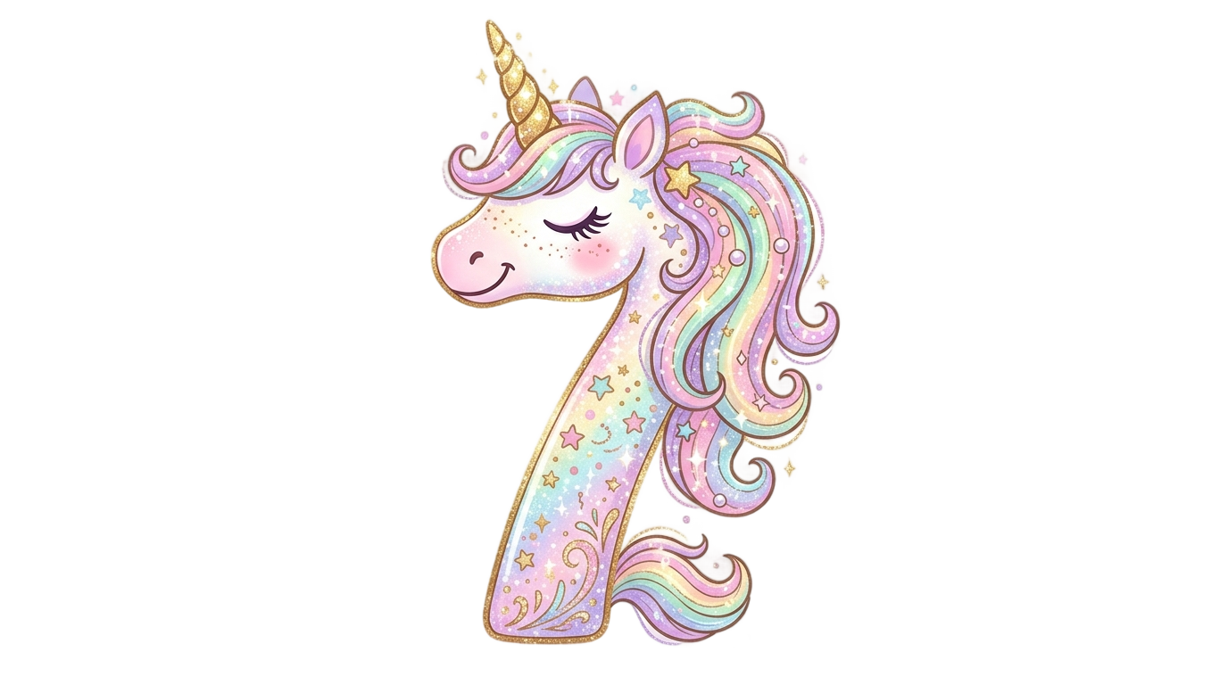 unicorn number 7 png PNG transparent background
