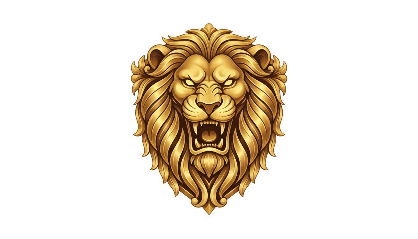 golden lion logo png PNG transparent background