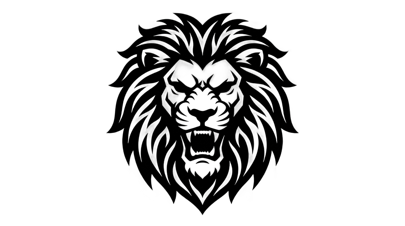 lion logo png black and white PNG transparent background