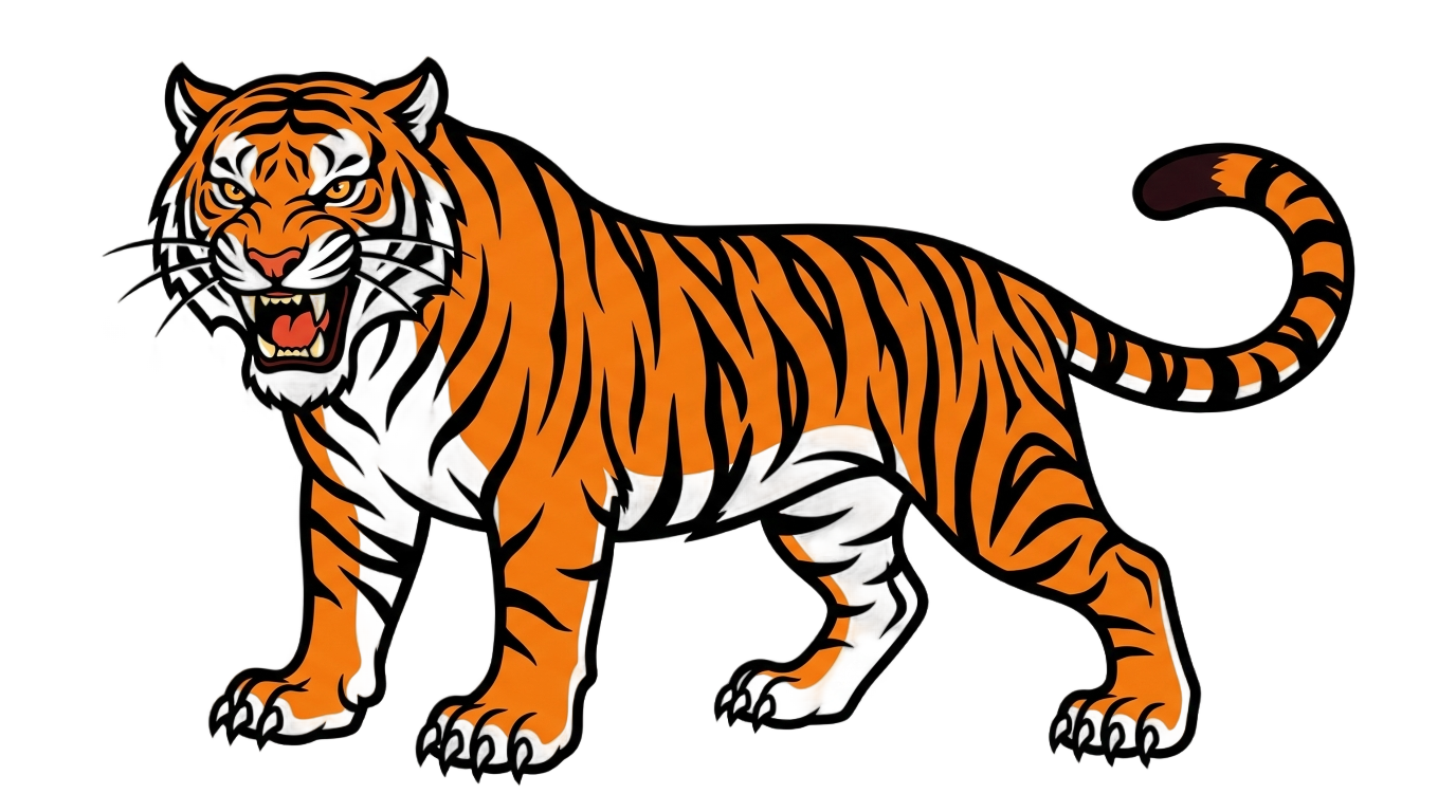 tiger clipart black and white png PNG transparent background