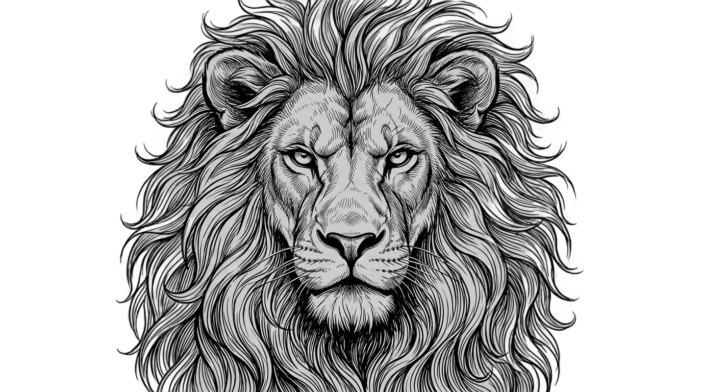 lion head png black and white PNG transparent background