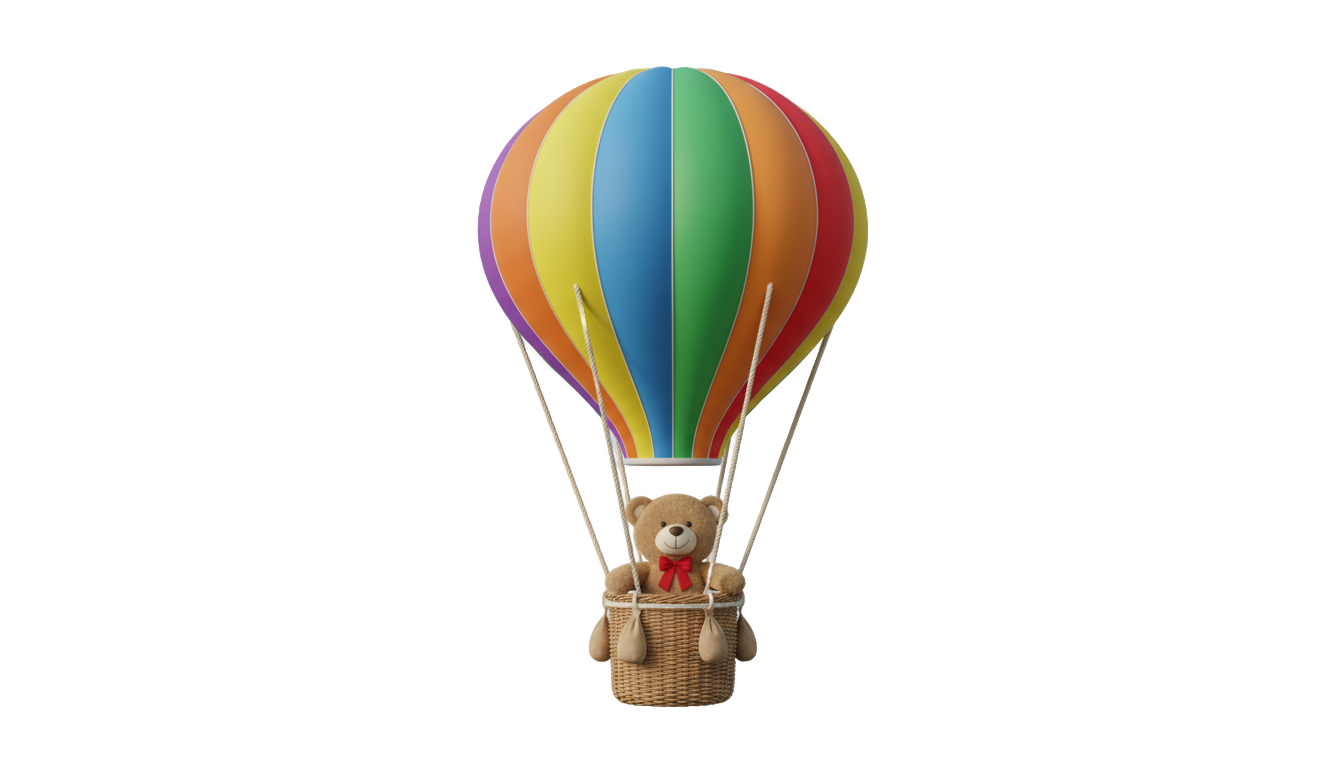 teddy bear in hot air balloon png PNG transparent background