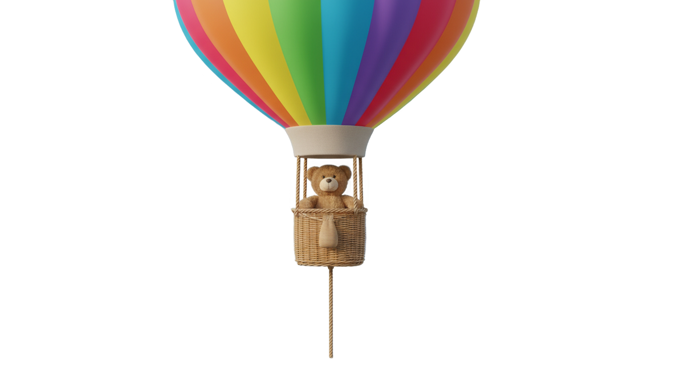 teddy bear in hot air balloon png PNG transparent background