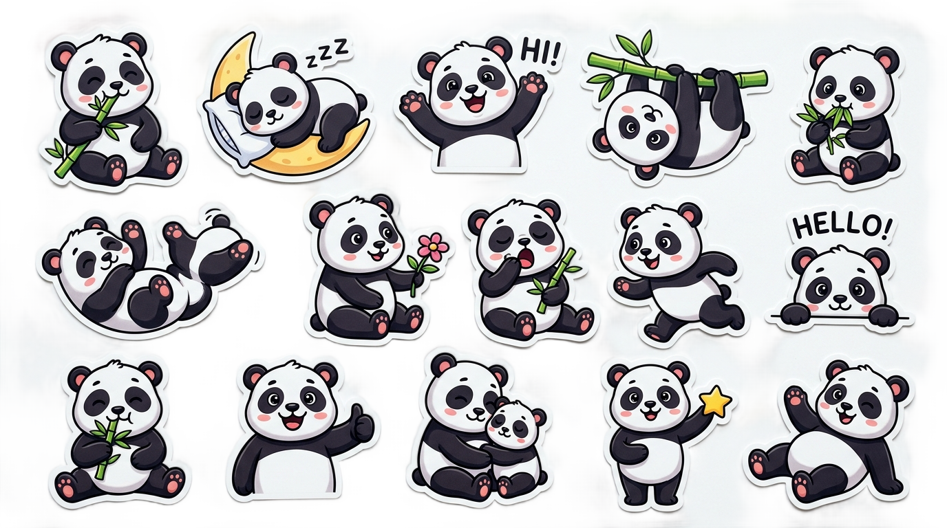 panda stickers png PNG transparent background