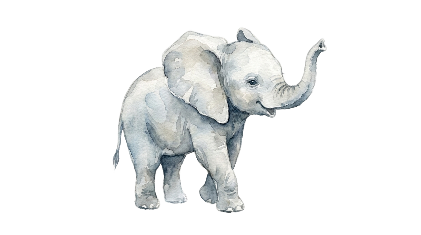 watercolor elephant baby png PNG transparent background