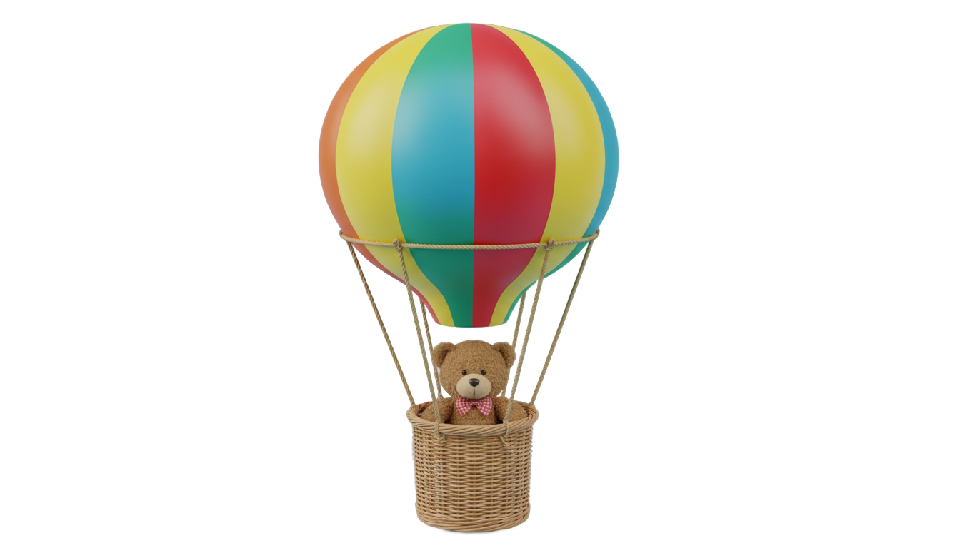 teddy bear in hot air balloon png PNG transparent background