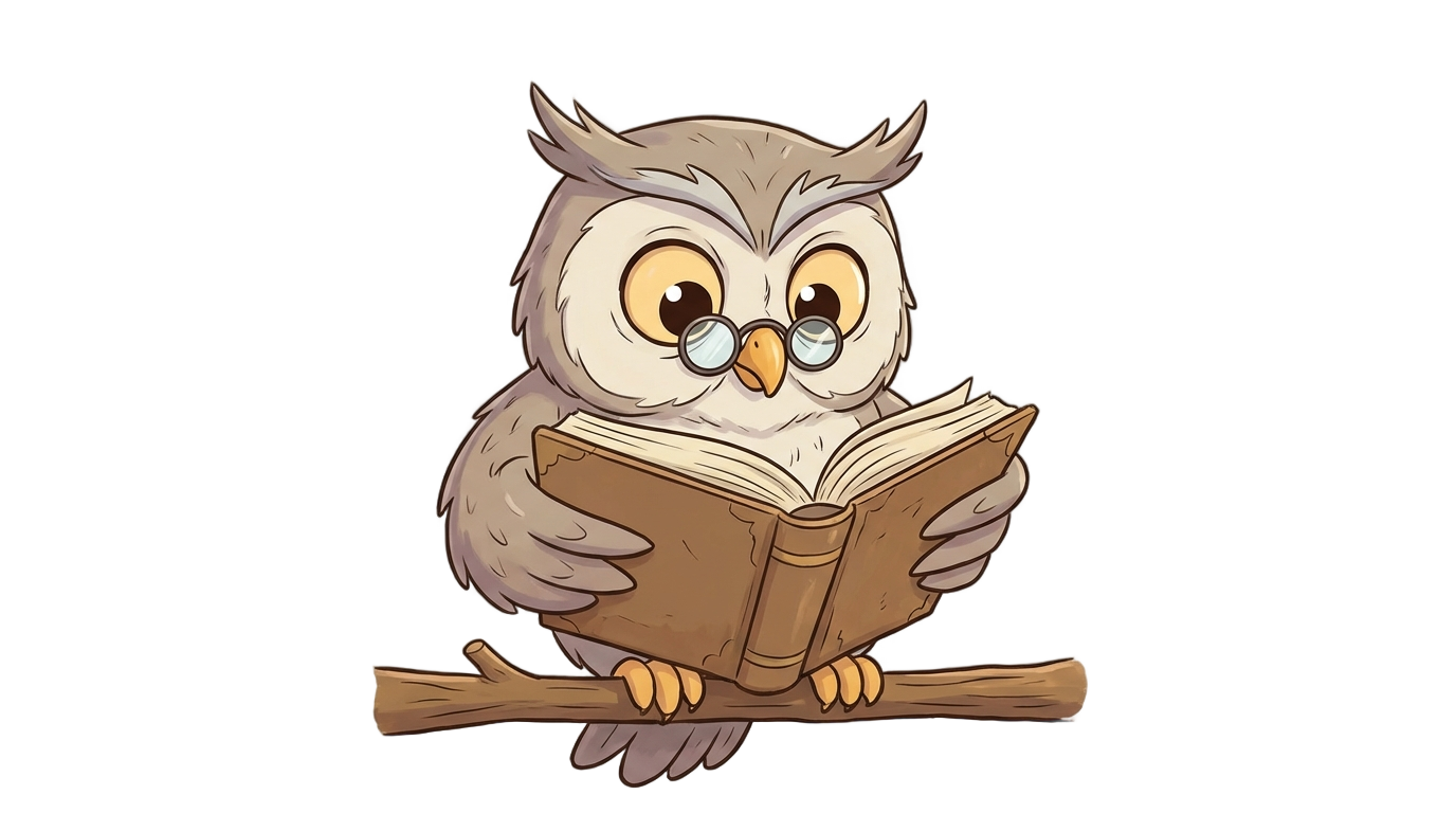 owl reading a book clipart png PNG transparent background