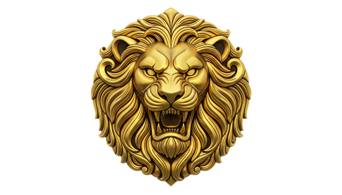 golden lion logo png PNG transparent background