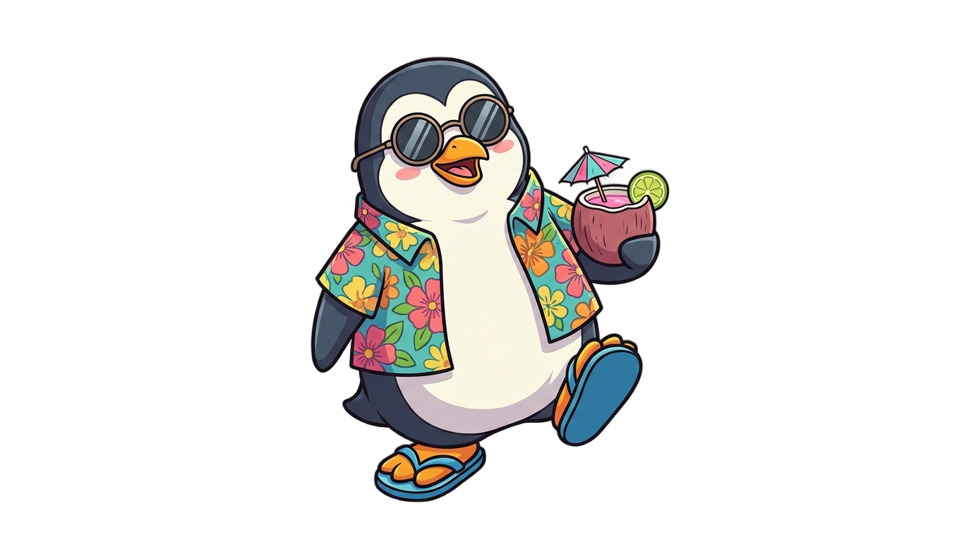 penguin vacation slot png PNG transparent background
