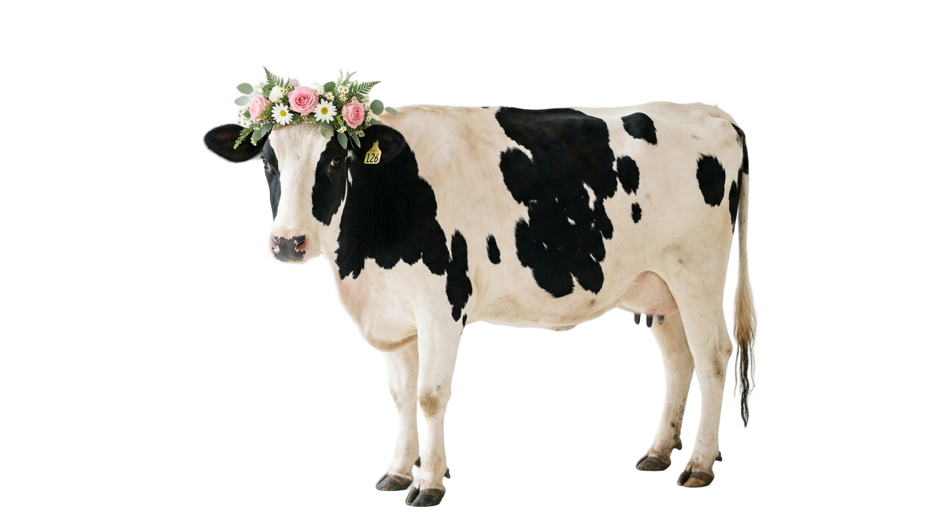cow with flower crown png PNG transparent background