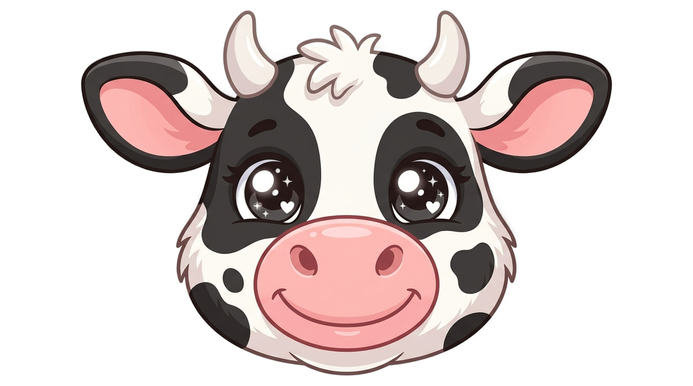 cute cow head png PNG transparent background