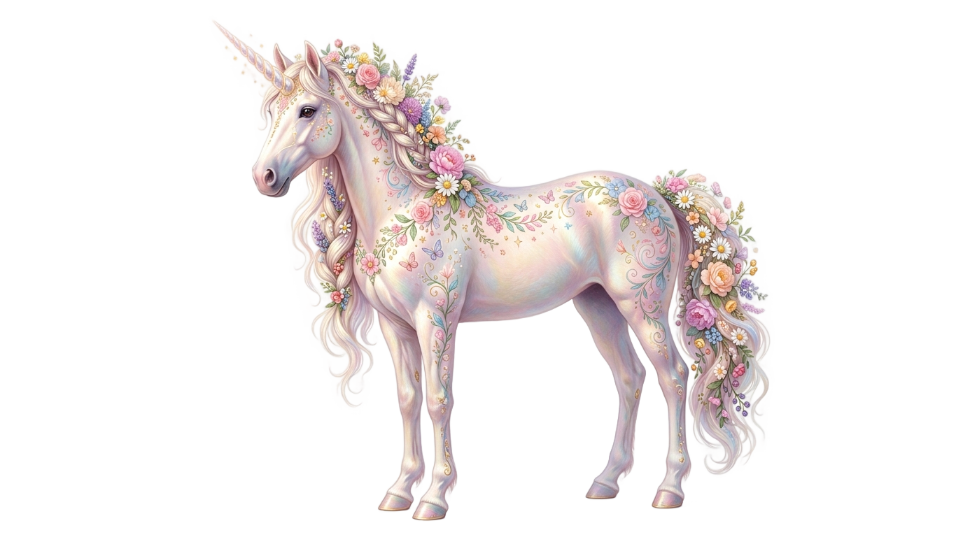 floral unicorn png PNG transparent background