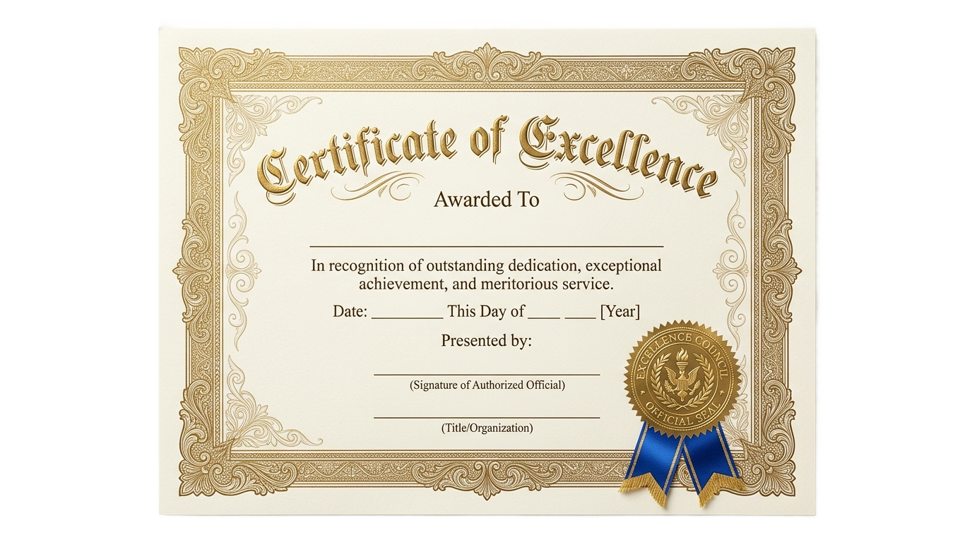 certificate of excellence png PNG transparent background