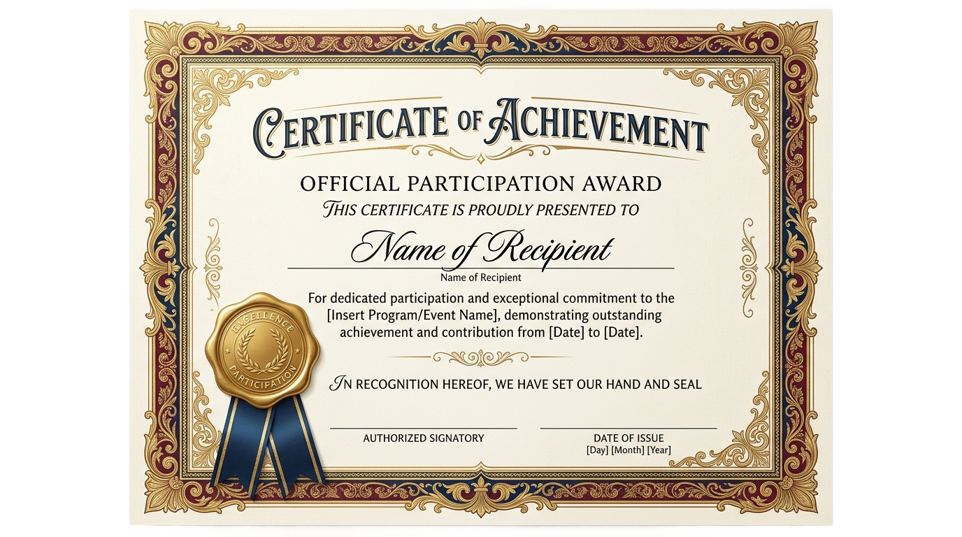 certificate of participation png PNG transparent background