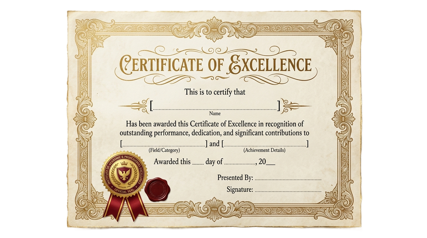 certificate of excellence png PNG transparent background