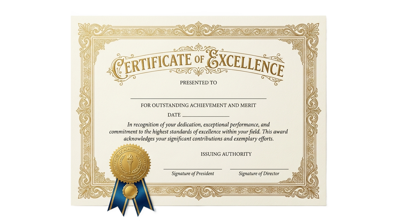 certificate of excellence png PNG transparent background