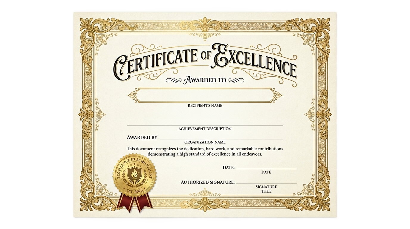 certificate of excellence png PNG transparent background