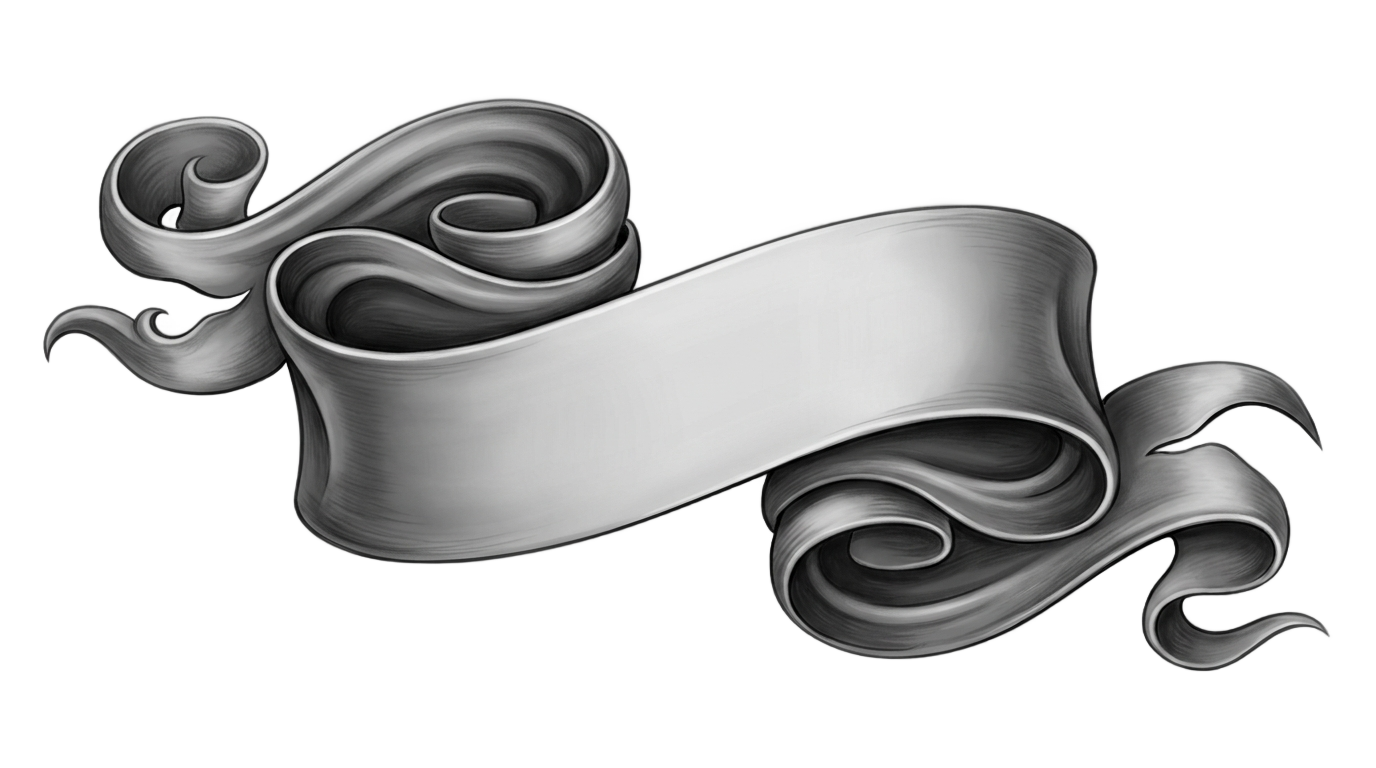 banner ribbon png black and white PNG transparent background