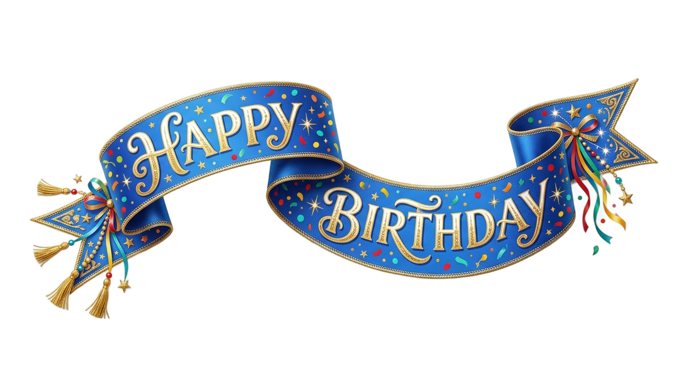 happy birthday ribbon banner png PNG transparent background