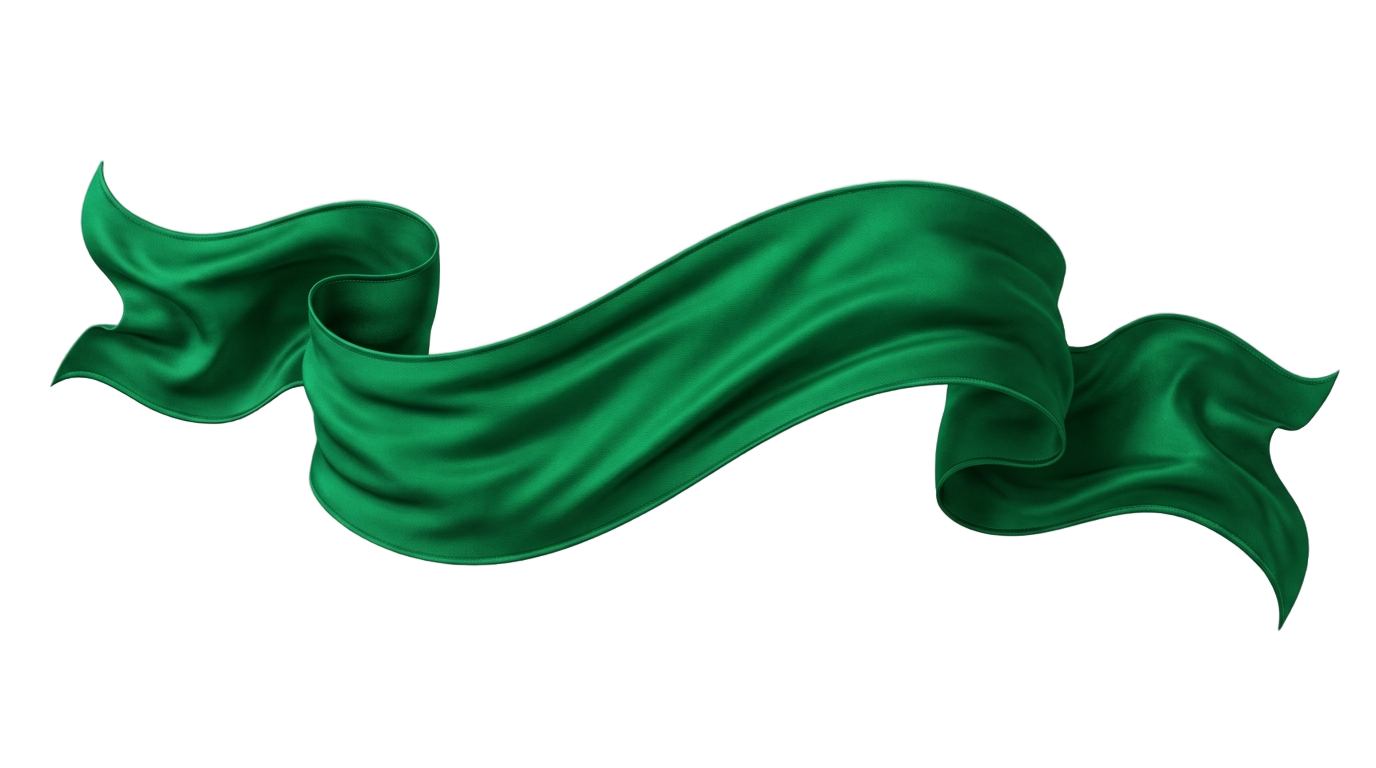 green ribbon banner png PNG transparent background