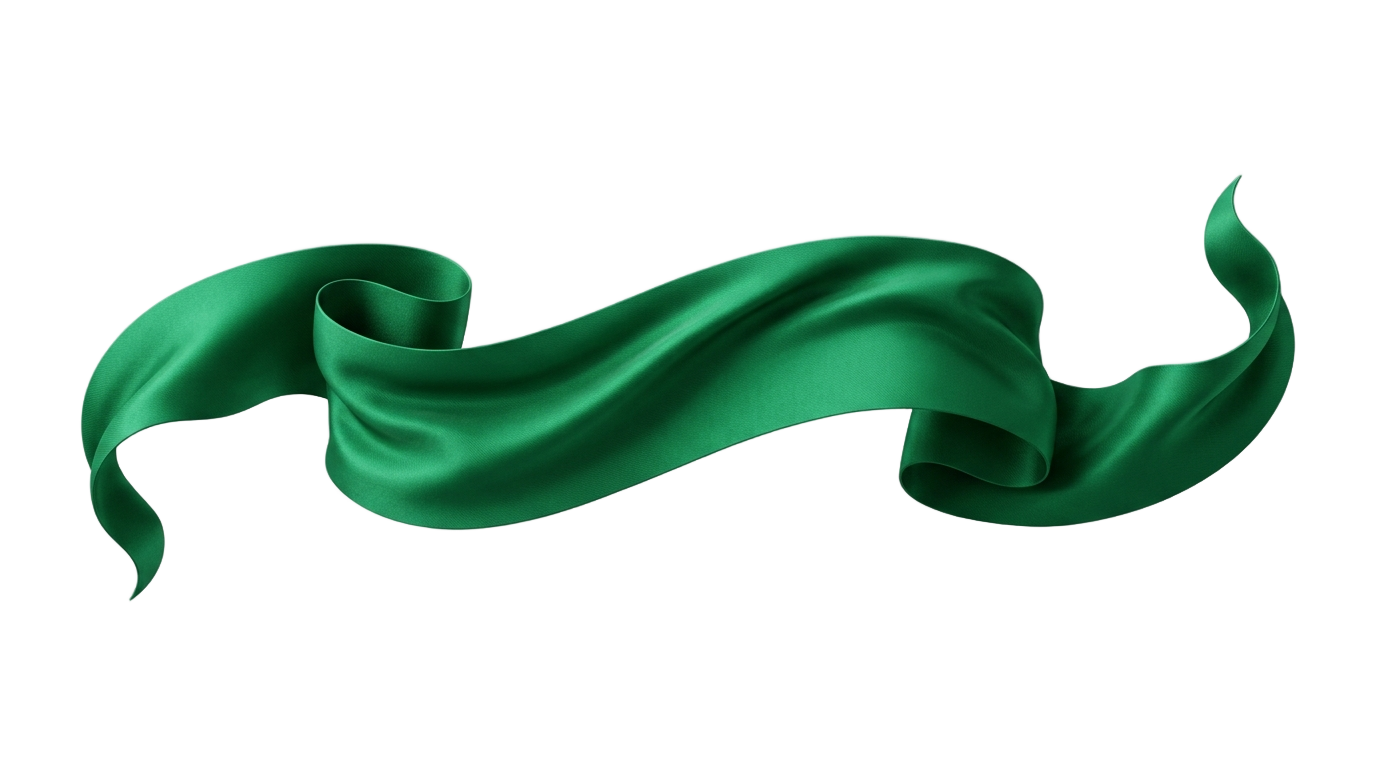 green ribbon banner png PNG transparent background