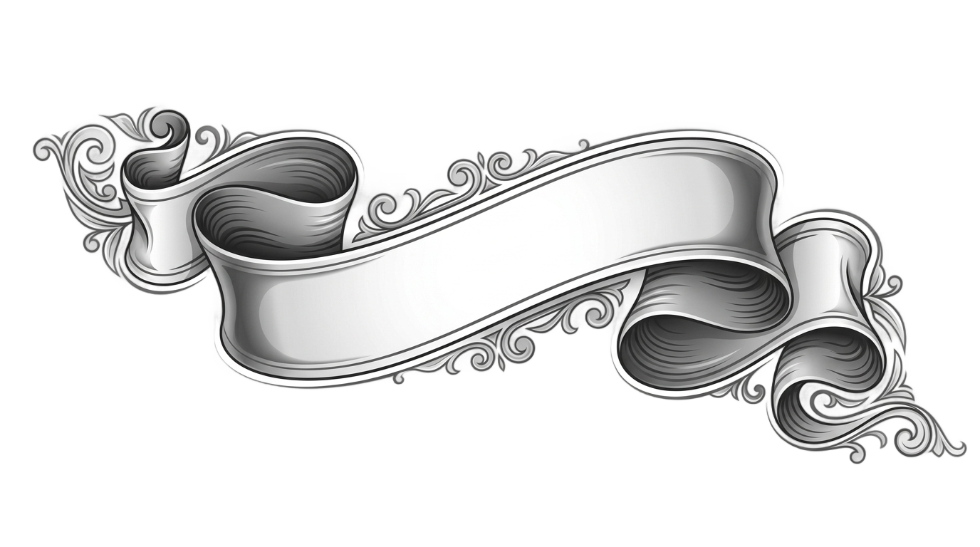 banner ribbon png black and white PNG transparent background